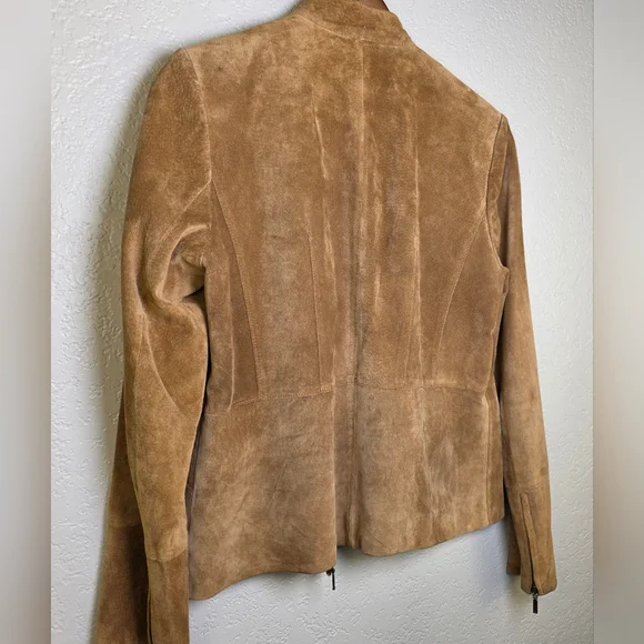 Alfani Women's Brown Suede Leather Zip-Up Jacket – Boho Classic Chic - Size M - Picture 11 of 15